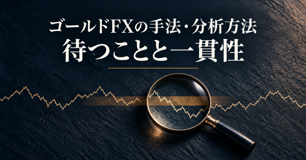 ゴールドFXの手法・分析方法と待つこと・一貫性を表す、チャートをルーペで確認するイメージ